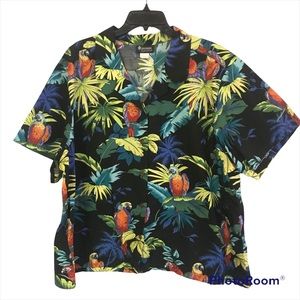 Puanani Parrot animal print button down tropical shirt 100% cotton Size 3X